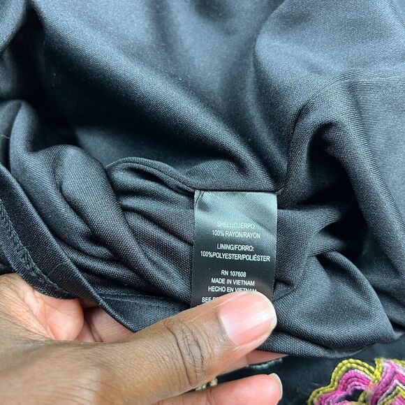 Nicole Miller Embroidered Maxi Dress Floral Side Zip Asymmetric Hem Party Size 8 - Picture 10 of 13